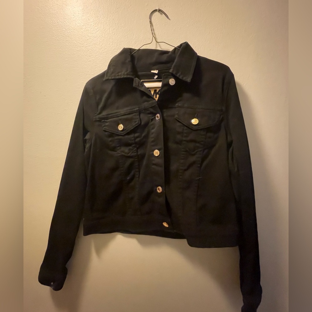 Michael Kors Cropped  Black Denim Jacket